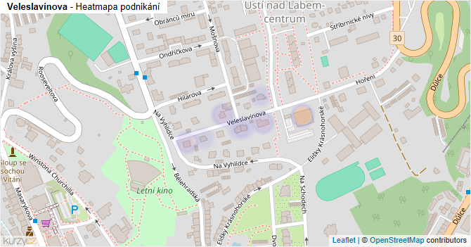 Veleslavínova - mapa podnikání