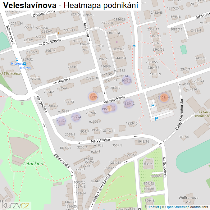 Mapa Veleslavínova - Firmy v ulici.