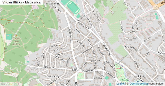 Vilová Ulička - mapa ulice