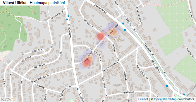 Vilová Ulička - mapa podnikání
