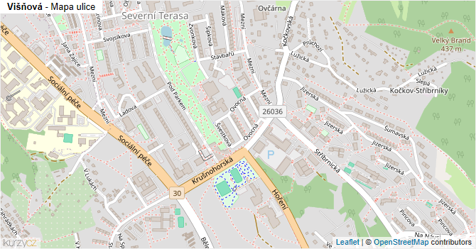 Višňová - mapa ulice
