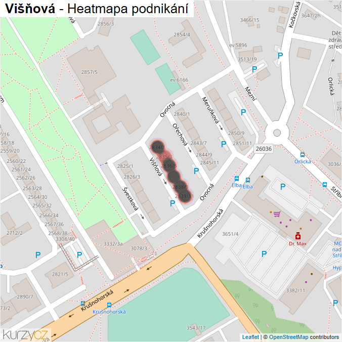 Mapa Višňová - Firmy v ulici.