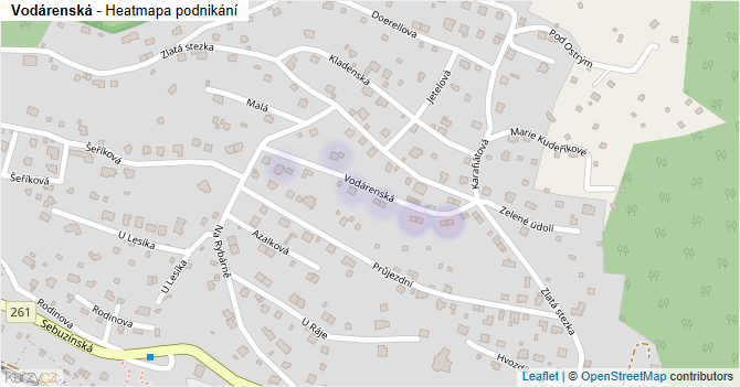 Vodárenská - mapa podnikání