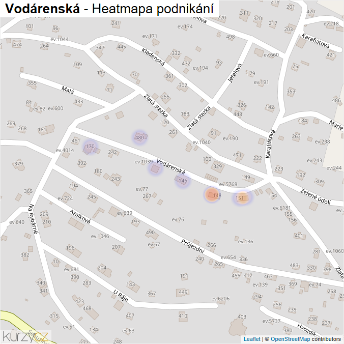 Mapa Vodárenská - Firmy v ulici.