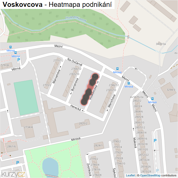 Mapa Voskovcova - Firmy v ulici.