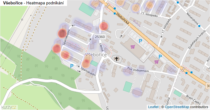 Všebořice - mapa podnikání