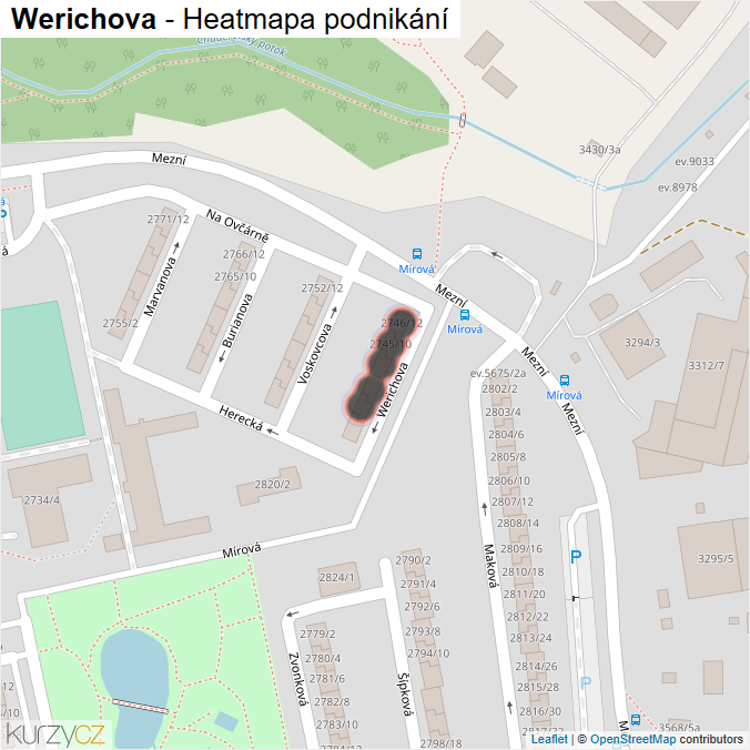 Mapa Werichova - Firmy v ulici.