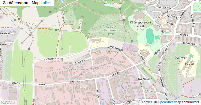 Za Válcovnou - mapa ulice