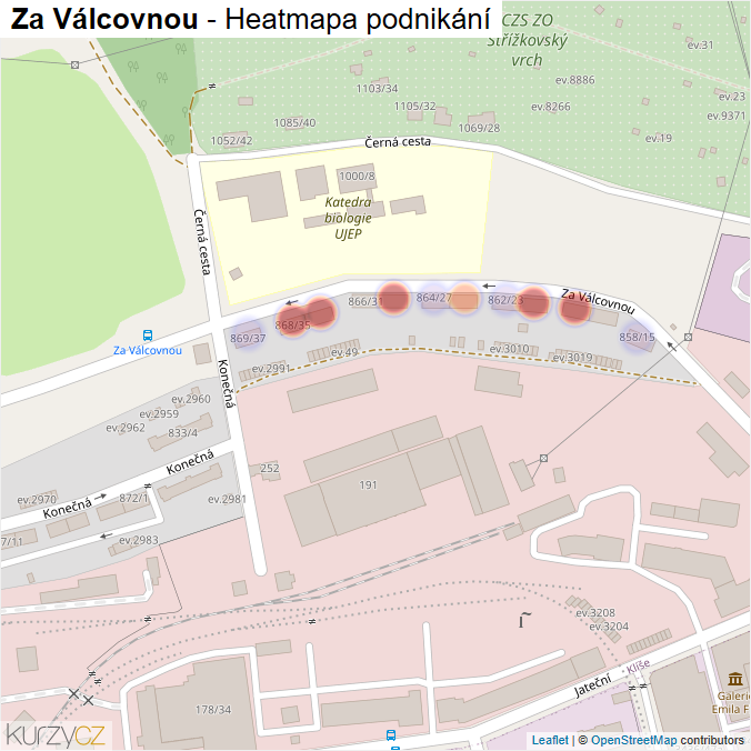 Mapa Za Válcovnou - Firmy v ulici.