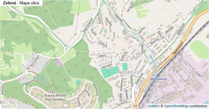 Zelená - mapa ulice