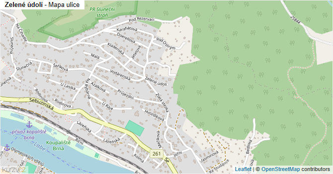 Zelené údolí - mapa ulice