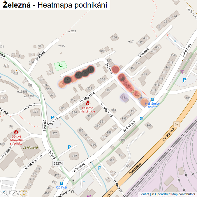 Mapa Železná - Firmy v ulici.
