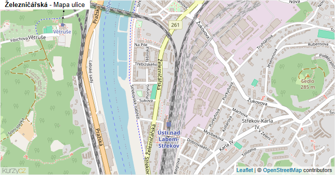 Železničářská - mapa ulice