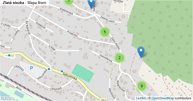 Zlatá stezka - mapa firem