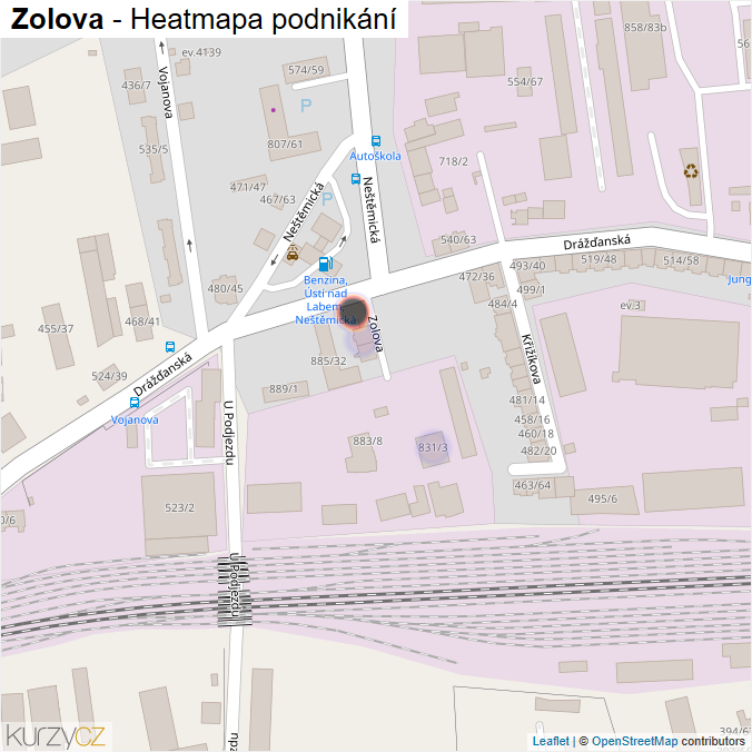Mapa Zolova - Firmy v ulici.
