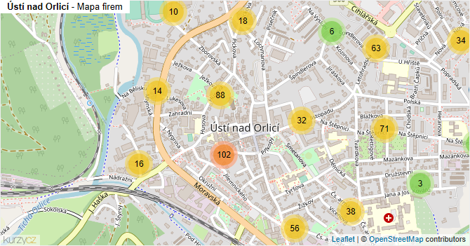 Ústí nad Orlicí - mapa firem