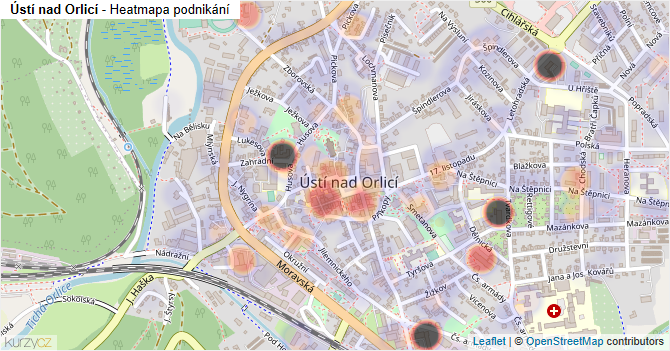 Ústí nad Orlicí - mapa podnikání