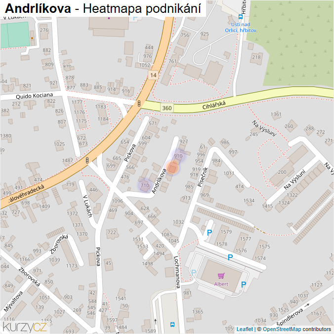 Mapa Andrlíkova - Firmy v ulici.