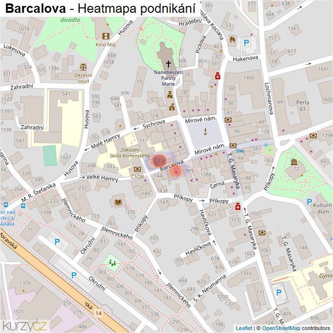 Mapa Barcalova - Firmy v ulici.