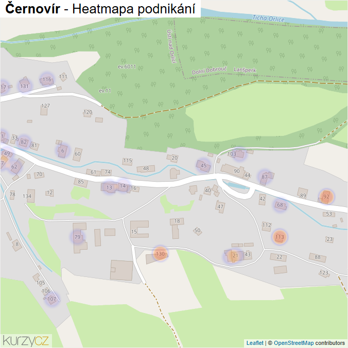 Mapa Černovír - Firmy v části obce.