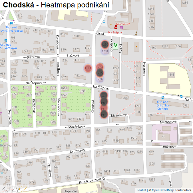 Mapa Chodská - Firmy v ulici.
