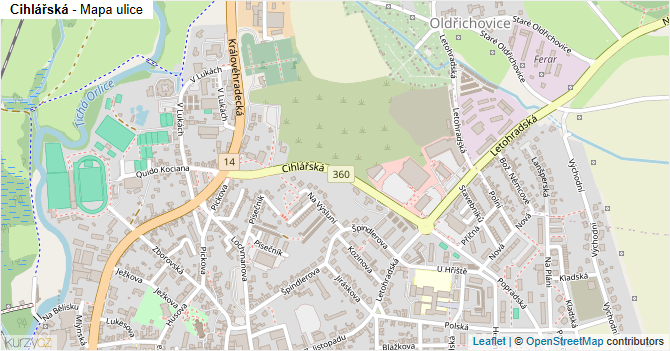 Cihlářská - mapa ulice