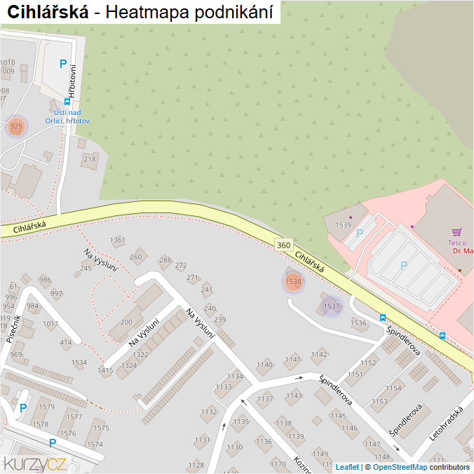 Mapa Cihlářská - Firmy v ulici.