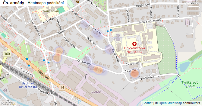 Čs. armády - mapa podnikání