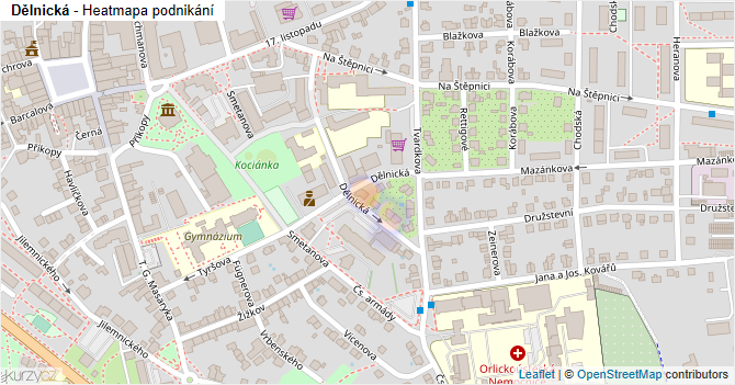 Dělnická - mapa podnikání