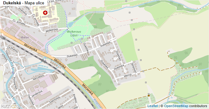 Dukelská - mapa ulice