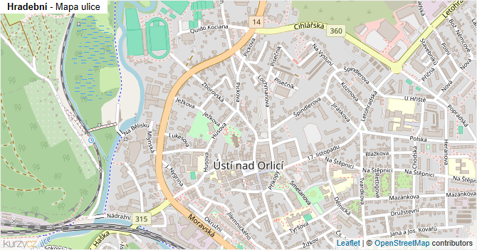 Hradební - mapa ulice