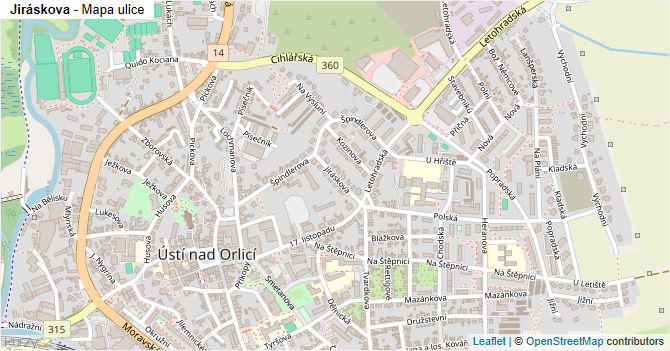 Jiráskova - mapa ulice