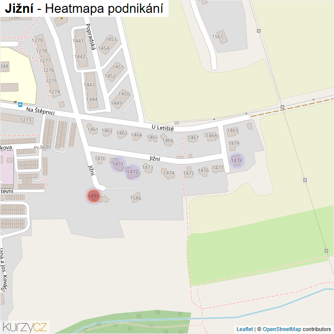 Mapa Jižní - Firmy v ulici.