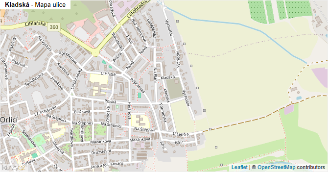 Kladská - mapa ulice