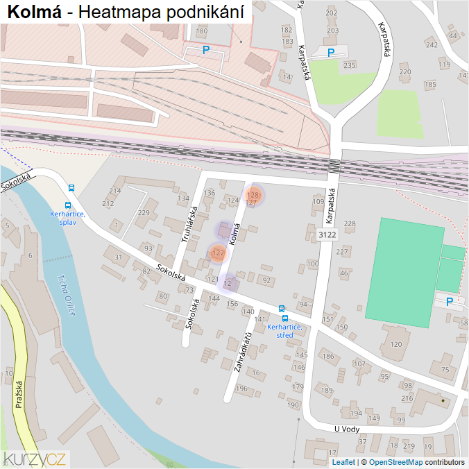 Mapa Kolmá - Firmy v ulici.