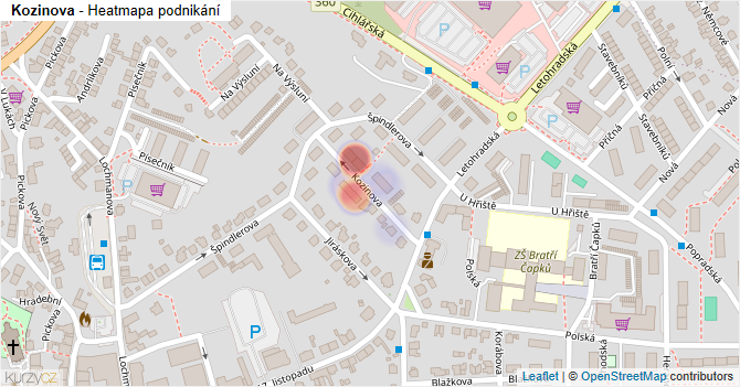 Kozinova - mapa podnikání