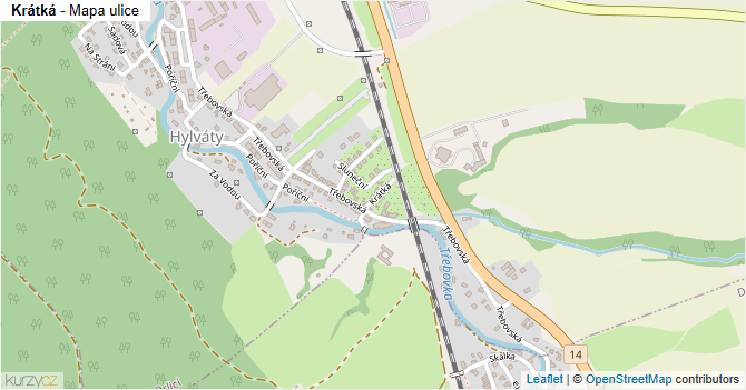 Krátká - mapa ulice