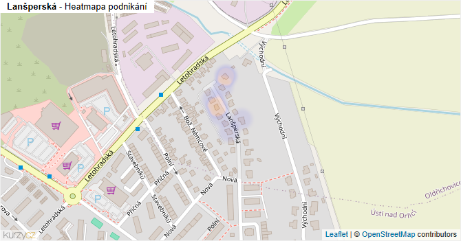 Lanšperská - mapa podnikání