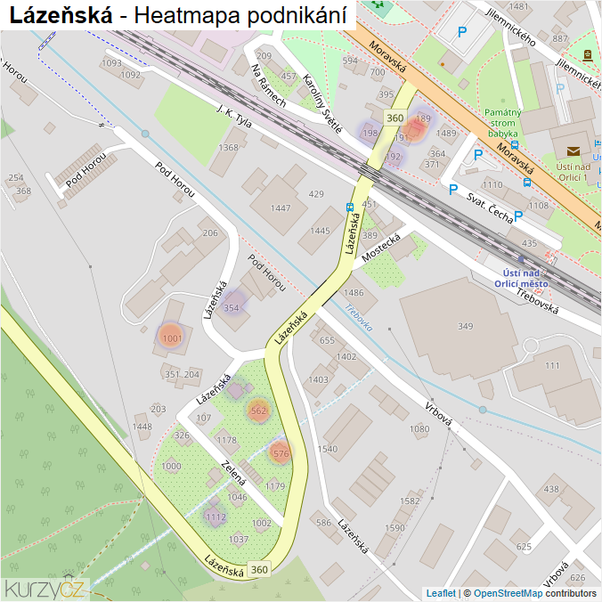 Mapa Lázeňská - Firmy v ulici.