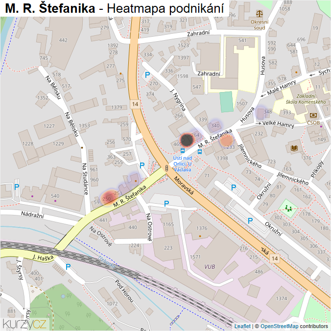 Mapa M. R. Štefanika - Firmy v ulici.