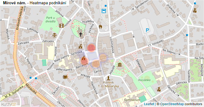 Mírové nám. - mapa podnikání