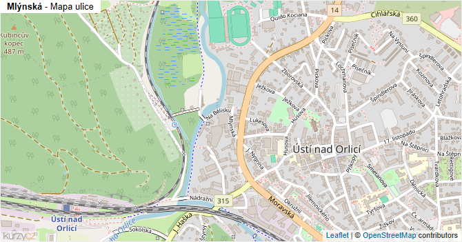 Mlýnská - mapa ulice