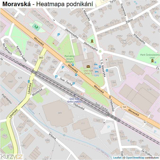 Mapa Moravská - Firmy v ulici.