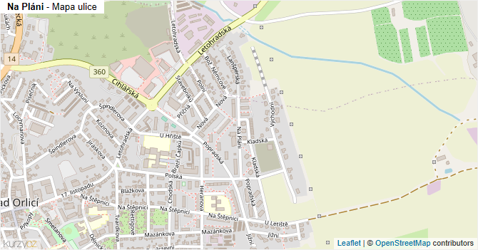 Na Pláni - mapa ulice