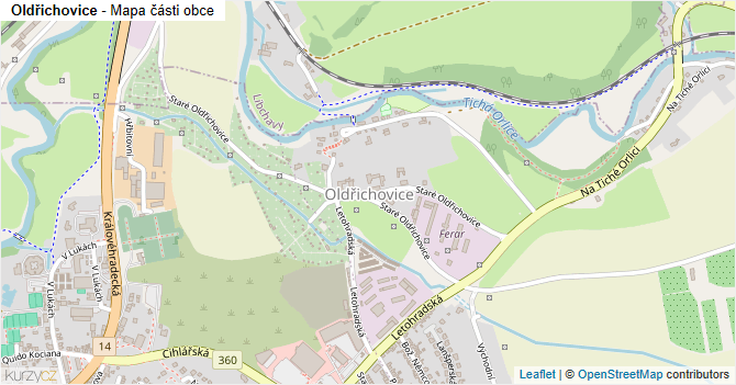 Oldřichovice - mapa části obce