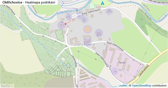 Oldřichovice - mapa podnikání