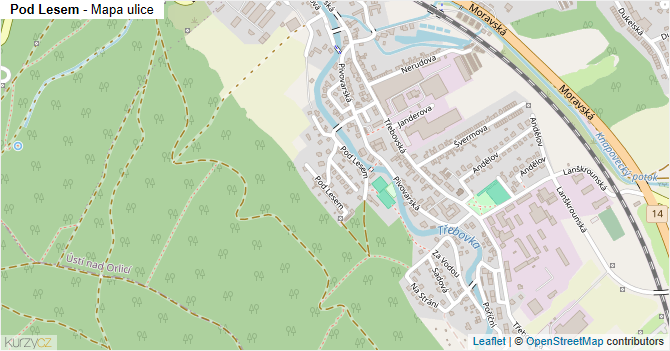 Pod Lesem - mapa ulice