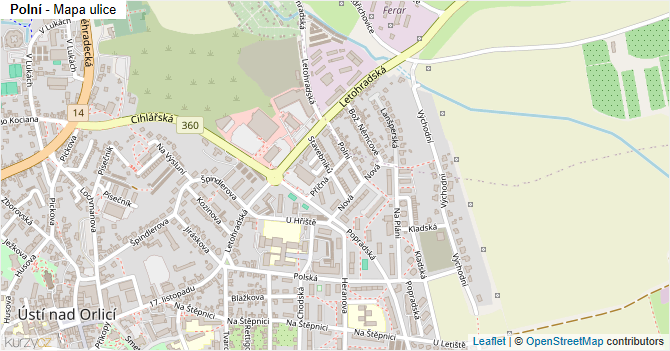 Polní - mapa ulice