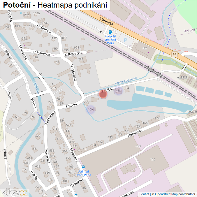Mapa Potoční - Firmy v ulici.