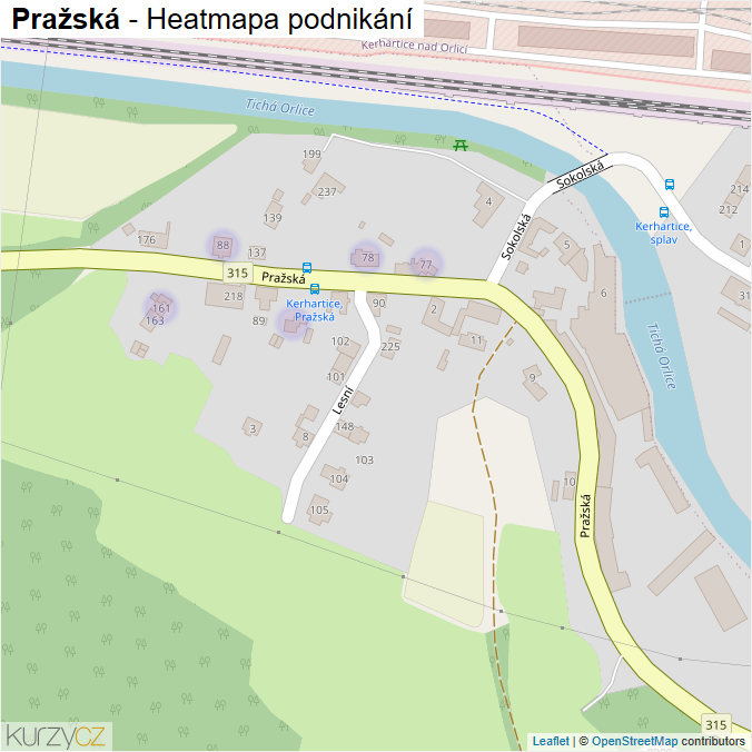 Mapa Pražská - Firmy v ulici.